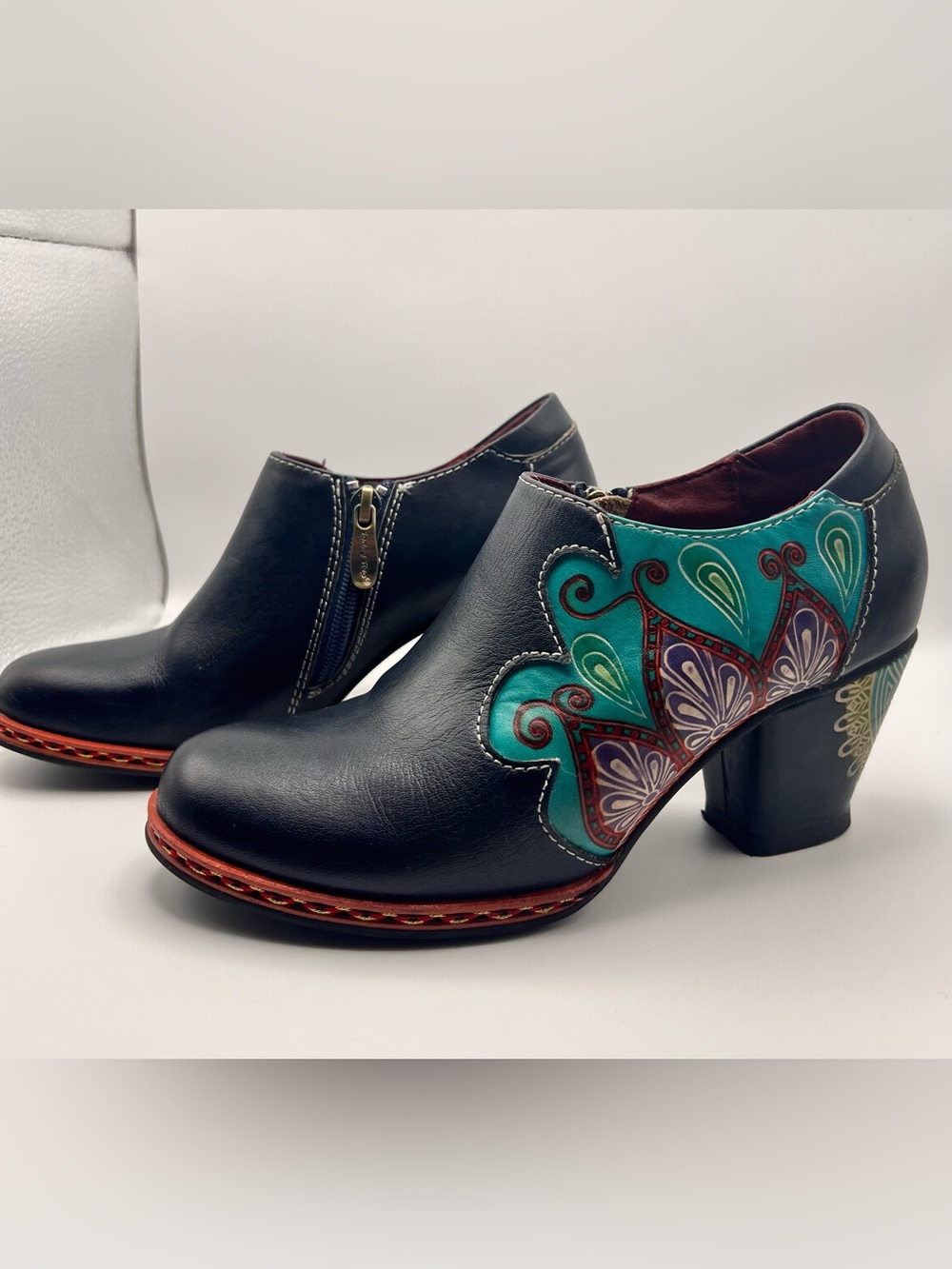 L’Artiste by Spring Step Zami Blue Leather Shoes Bootie Women’s Size 35 US 5 NWO